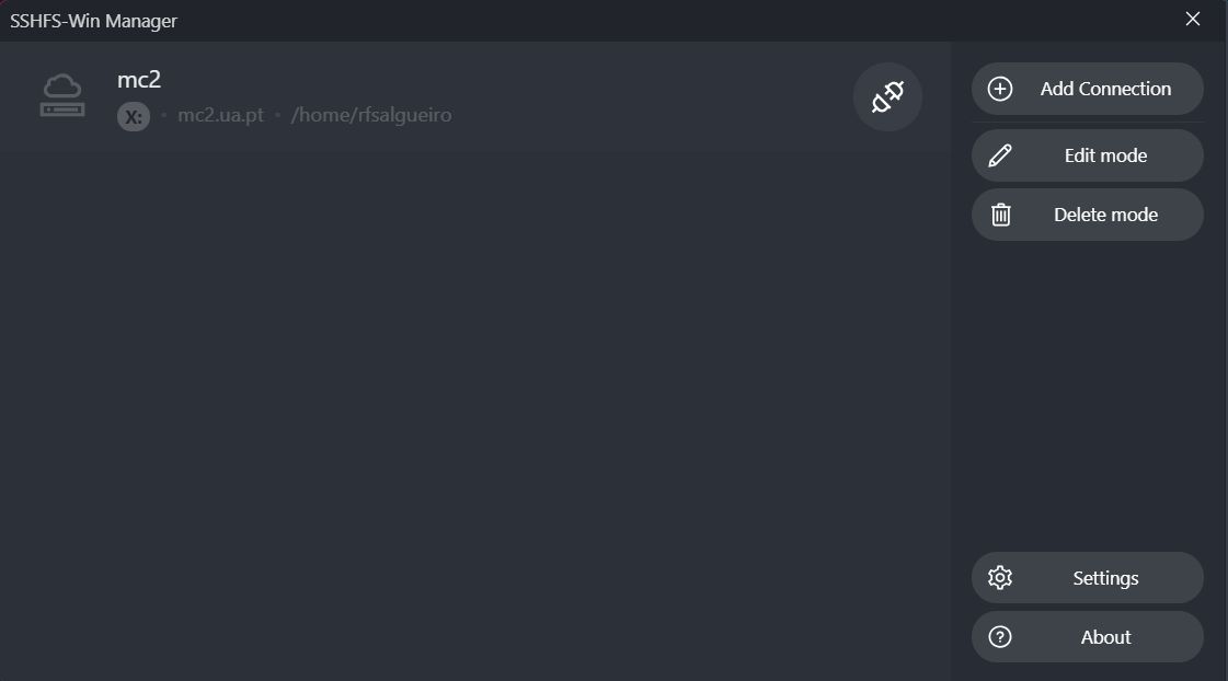 SSHFS-Win Manager: Adding a new connection