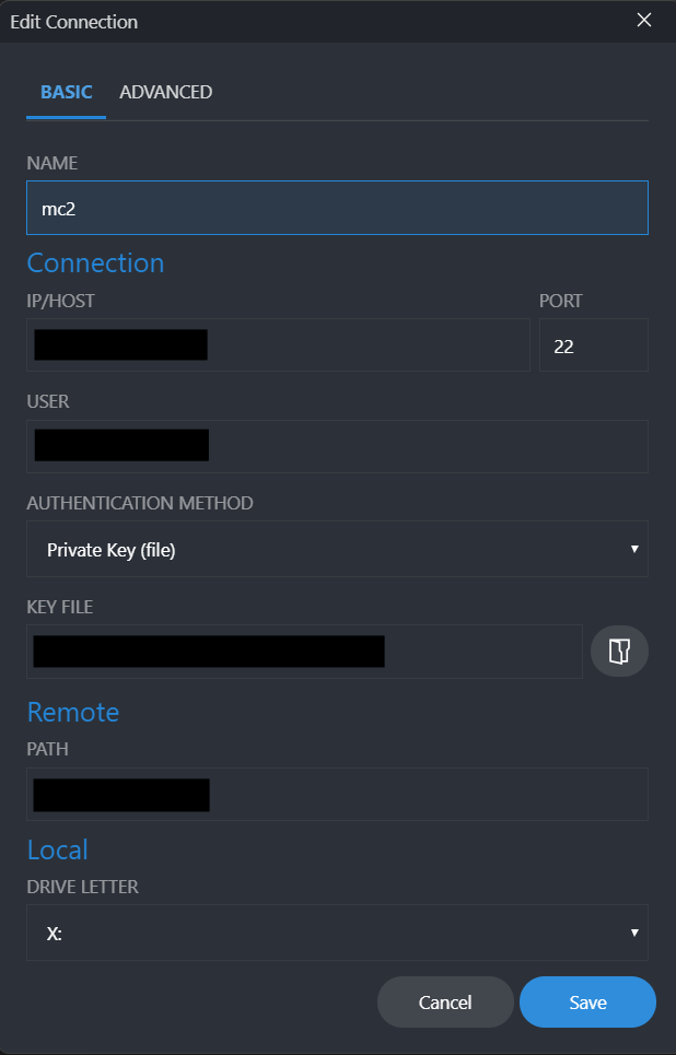 SSHFS-Win Manager: Configuring a new connection